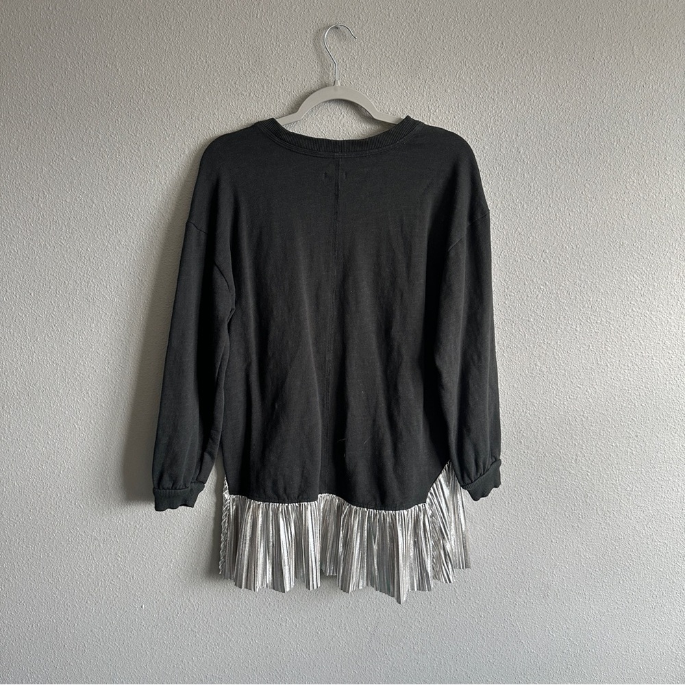 Pilcro Green Tunic Sweatshirt with Pleated Metallic Trim Medium - Picture 10 of 13